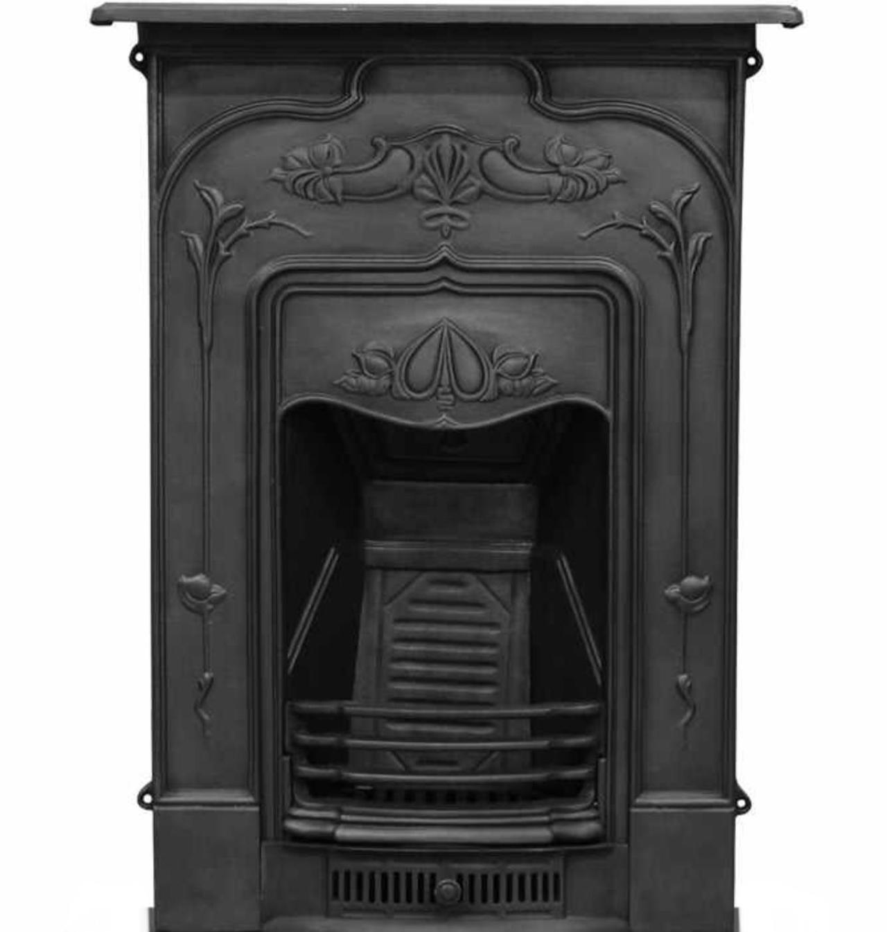Jasmine cast iron fireplace in black finish Reproduction Fireplaces