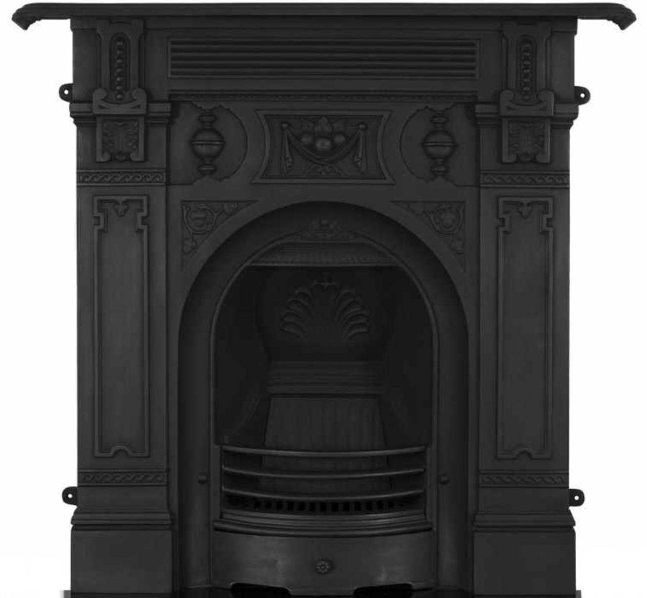Victorian cast iron fireplace large black finish Reproduction Fireplaces