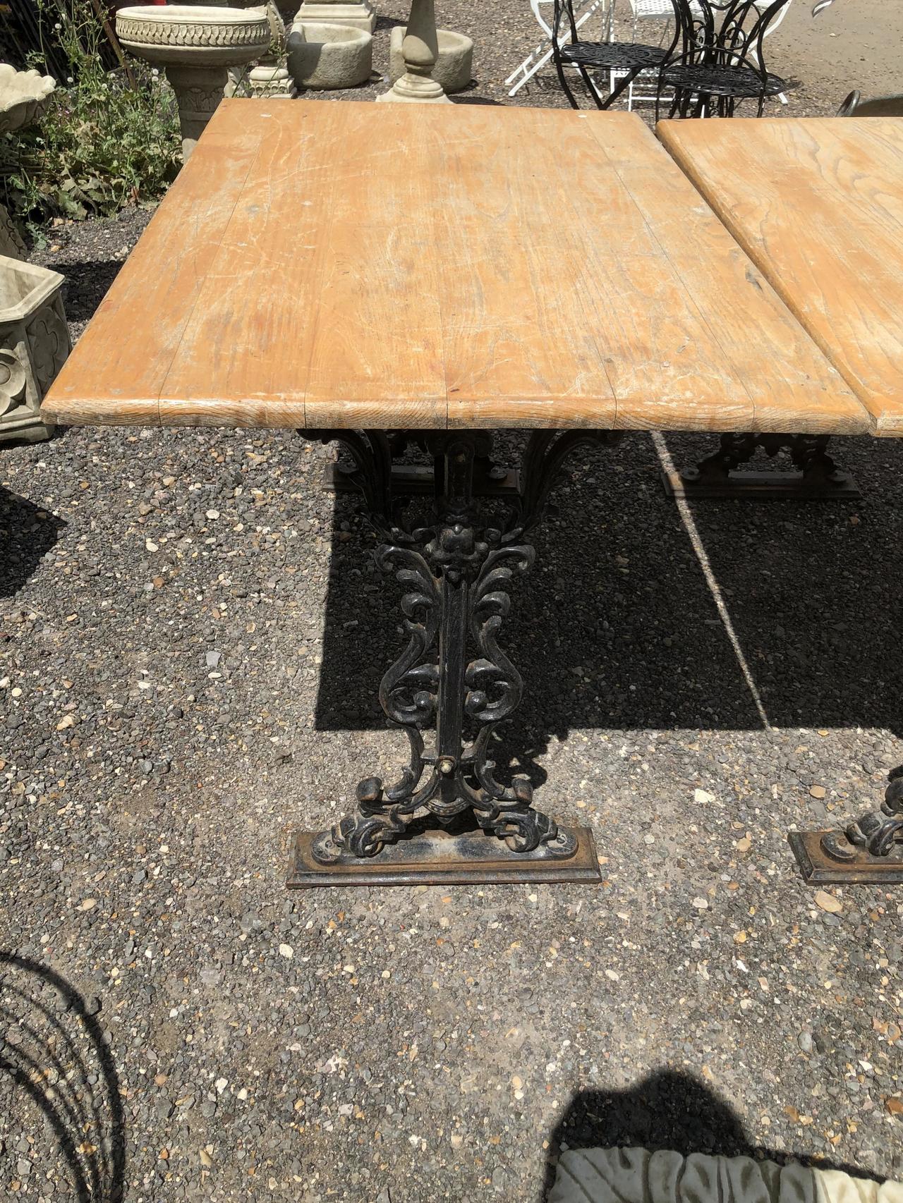 Reclaimed pub table with cast iron base Interior decor